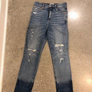 AGolde High Rise Distressed Two Toned Jeans
